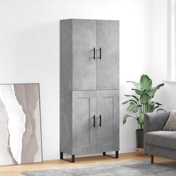 Kõrge kapp, betoonhall, 69,5 × 34 × 180 cm,tehispuit