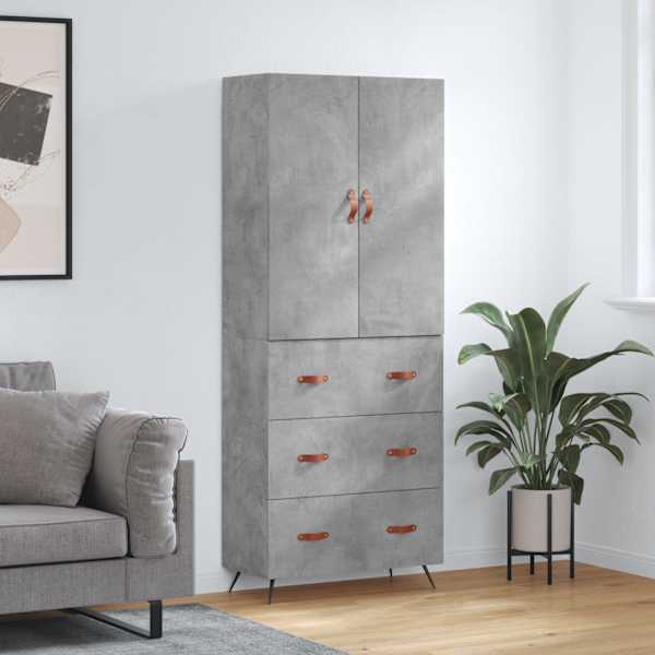 Kõrge kapp, betoonhall, 69,5 × 34 × 180 cm,tehispuit