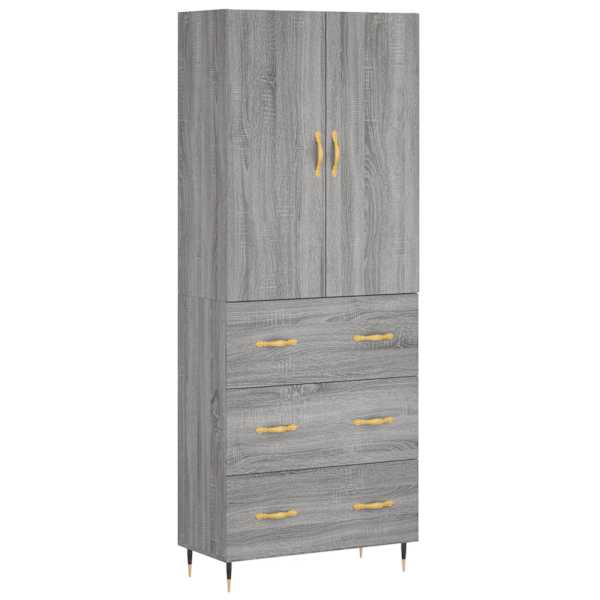 Kõrge kapp, hall Sonoma tamm, 69,5 × 34 × 180 cm, tehispuit