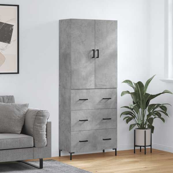 Kõrge kapp, betoonhall, 69,5 × 34 × 180 cm,tehispuit