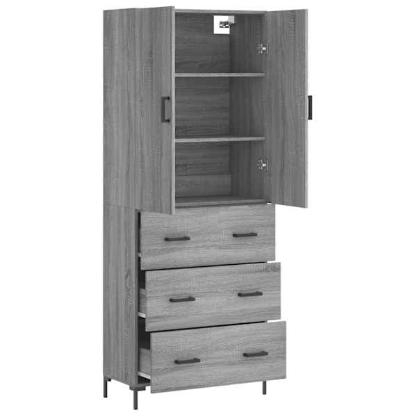 Kõrge kapp, hall Sonoma tamm, 69,5 × 34 × 180 cm, tehispuit