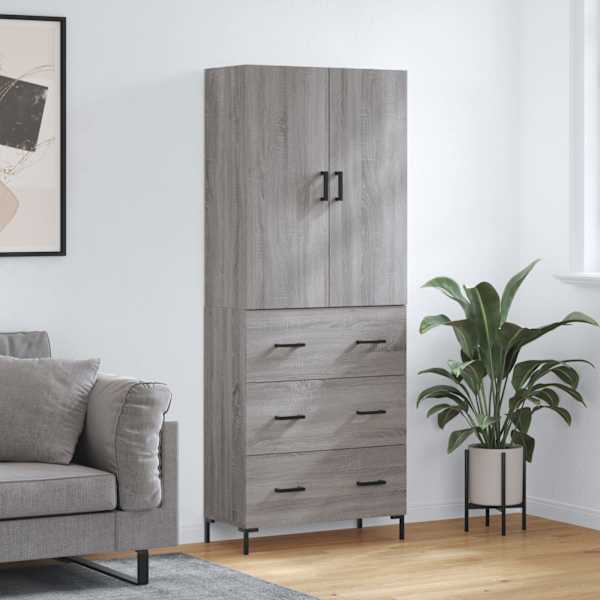 Kõrge kapp, hall Sonoma tamm, 69,5 × 34 × 180 cm, tehispuit