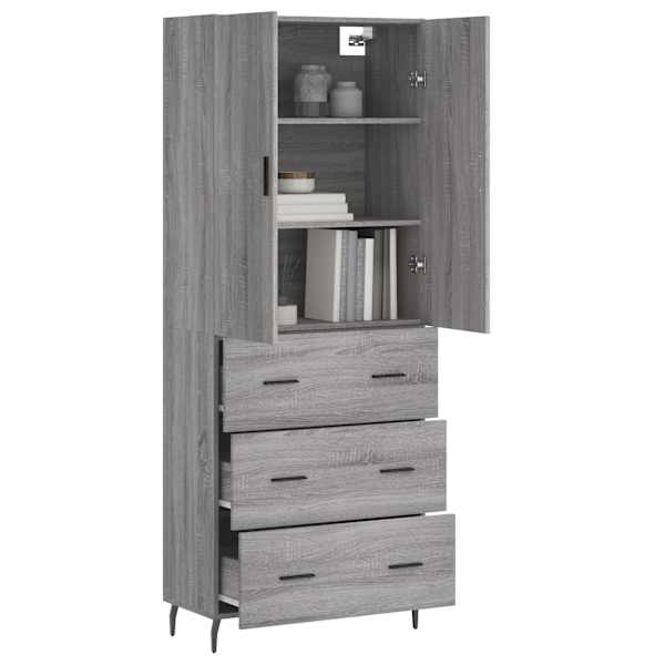 Kõrge kapp, hall Sonoma tamm, 69,5 × 34 × 180 cm, tehispuit