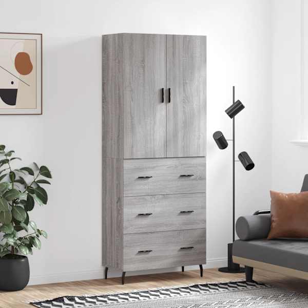 Kõrge kapp, hall Sonoma tamm, 69,5 × 34 × 180 cm, tehispuit