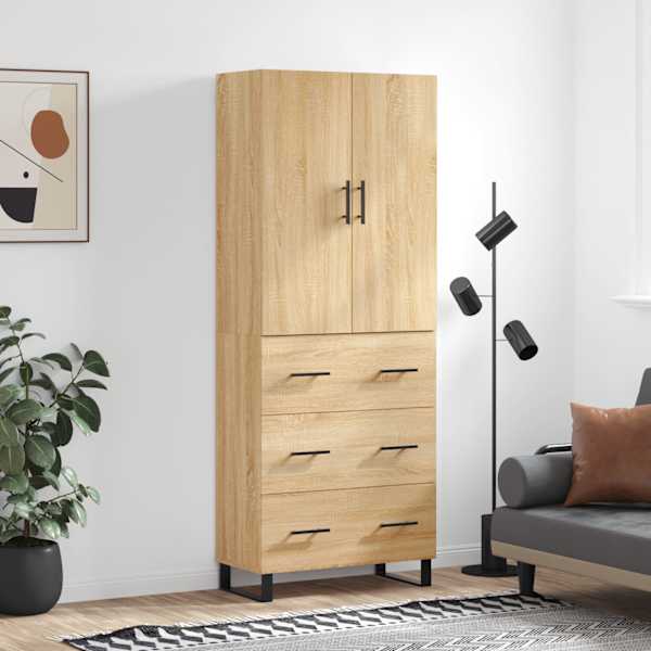 Kõrge kapp, Sonoma tamm, 69,5 × 34 × 180 cm, tehispuit