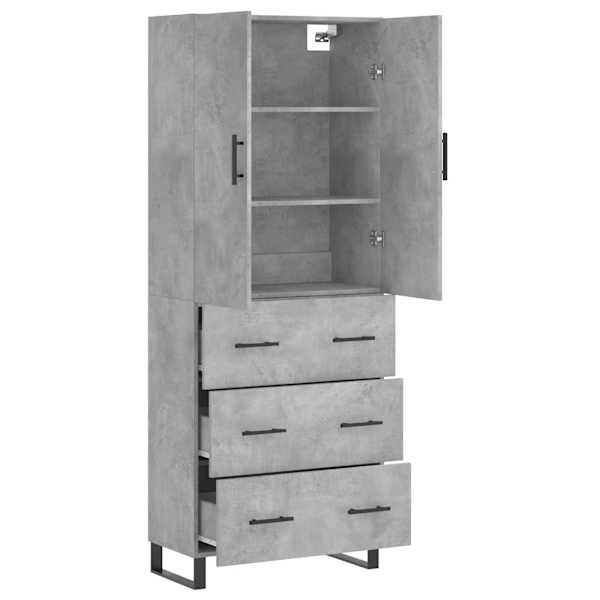 Kõrge kapp, betoonhall, 69,5 × 34 × 180 cm,tehispuit