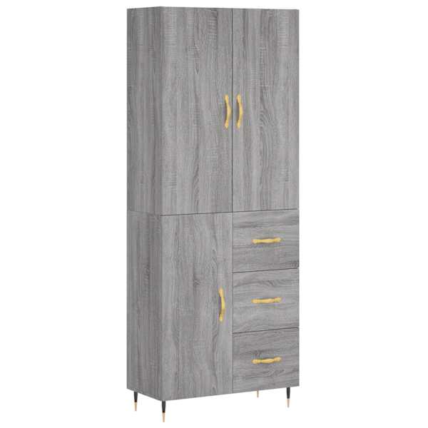 Kõrge kapp, hall Sonoma tamm, 69,5 × 34 × 180 cm, tehispuit