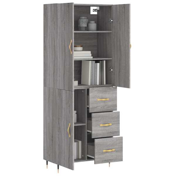 Kõrge kapp, hall Sonoma tamm, 69,5 × 34 × 180 cm, tehispuit