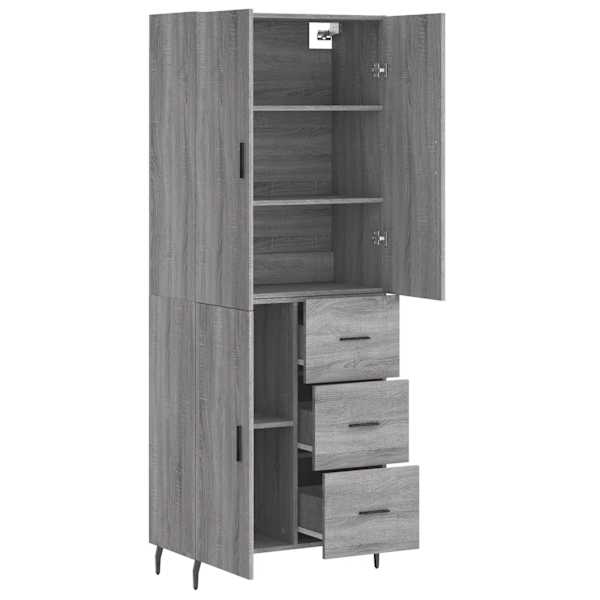Kõrge kapp, hall Sonoma tamm, 69,5 × 34 × 180 cm, tehispuit