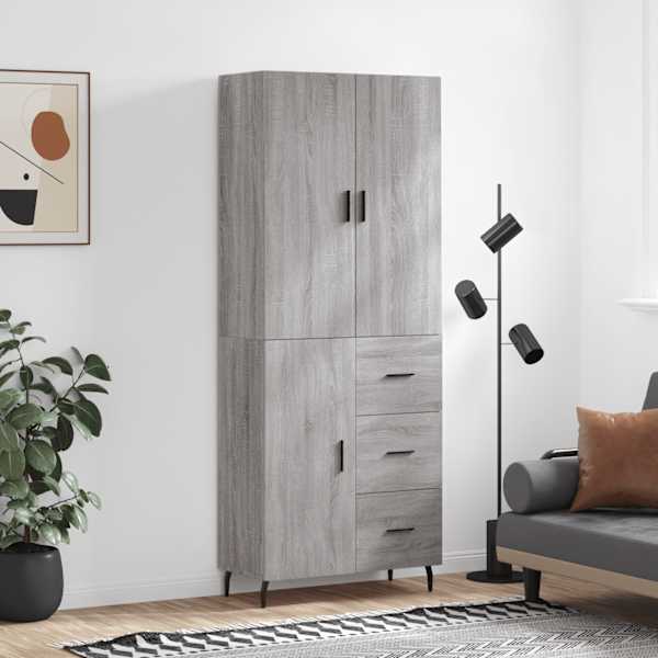 Kõrge kapp, hall Sonoma tamm, 69,5 × 34 × 180 cm, tehispuit