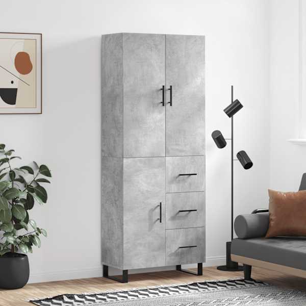 Kõrge kapp, betoonhall, 69,5 × 34 × 180 cm,tehispuit