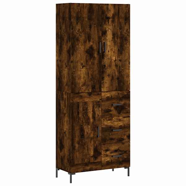 Kõrge kapp, suitsutatud tamm, 69,5 × 34 × 180 cm, tehispuit