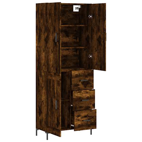 Kõrge kapp, suitsutatud tamm, 69,5 × 34 × 180 cm, tehispuit
