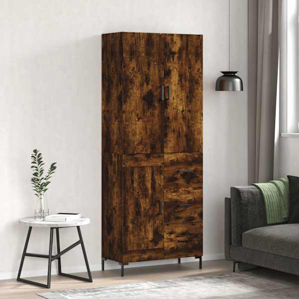 Kõrge kapp, suitsutatud tamm, 69,5 × 34 × 180 cm, tehispuit