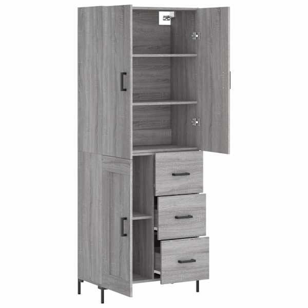 Kõrge kapp, hall Sonoma tamm, 69,5 × 34 × 180 cm, tehispuit