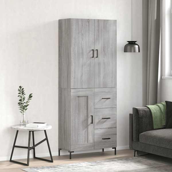Kõrge kapp, hall Sonoma tamm, 69,5 × 34 × 180 cm, tehispuit