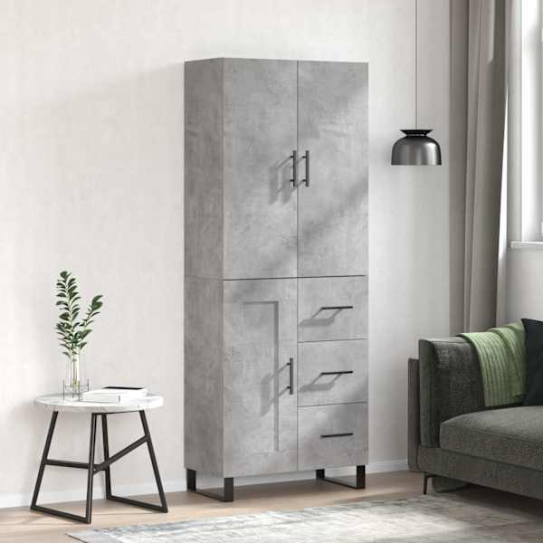 Kõrge kapp, betoonhall, 69,5 × 34 × 180 cm,tehispuit