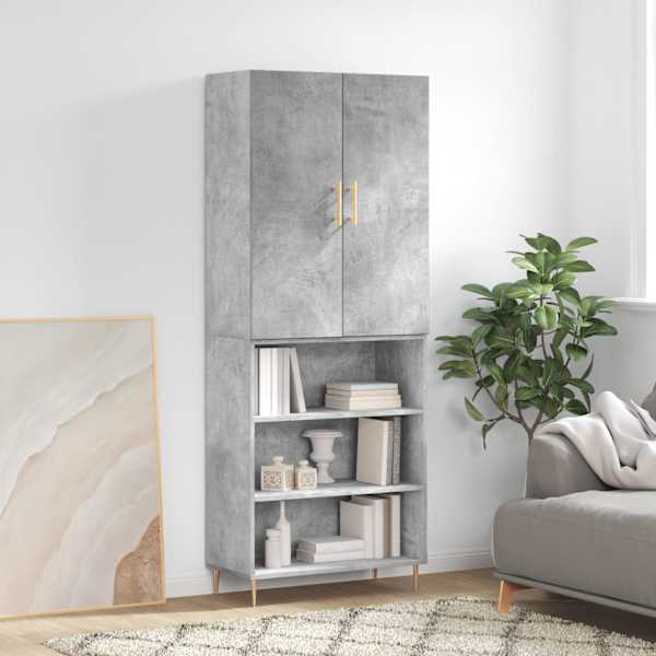 Kõrge kapp, betoonhall, 69,5 × 34 × 180 cm,tehispuit