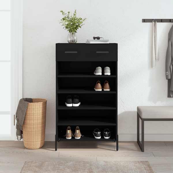 Jalatsikapp, must, 60 × 35 × 105 cm, tehispuit