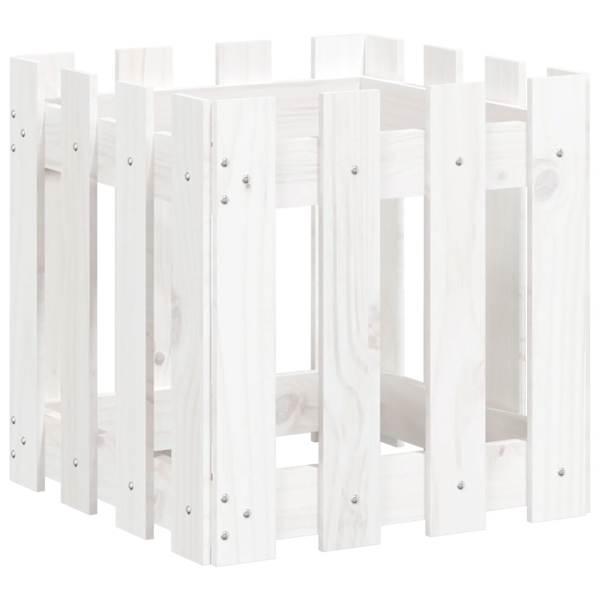 Taimekast 40 × 40 × 40 cm, täismännipuit – valge