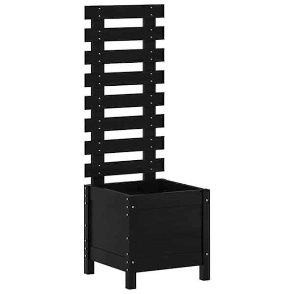 Taimekast võrega 39 × 39,5 × 114 cm, täismännipuit – must