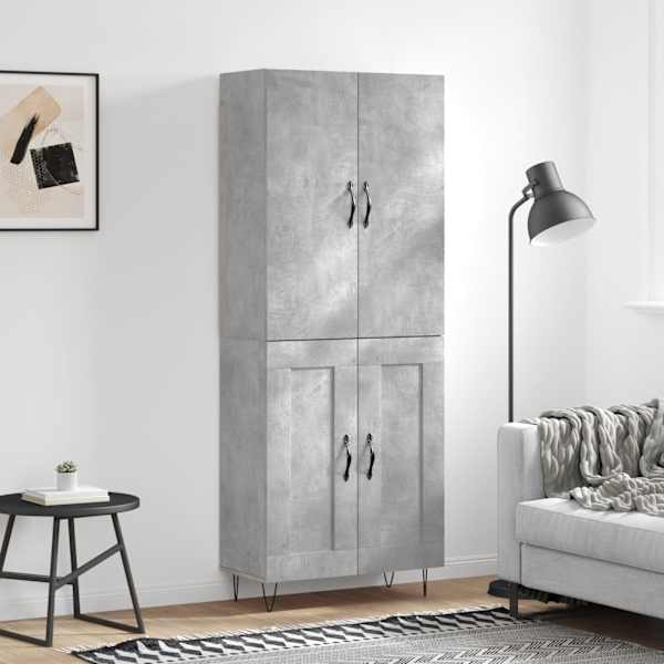 Kõrge kapp, betoonhall, 69,5 × 34 × 180 cm,tehispuit