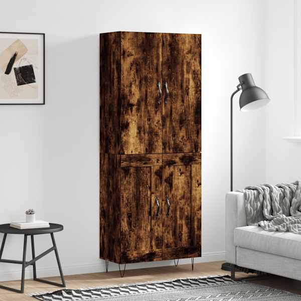 Kõrge kapp, suitsutatud tamm, 69,5 × 34 × 180 cm, tehispuit