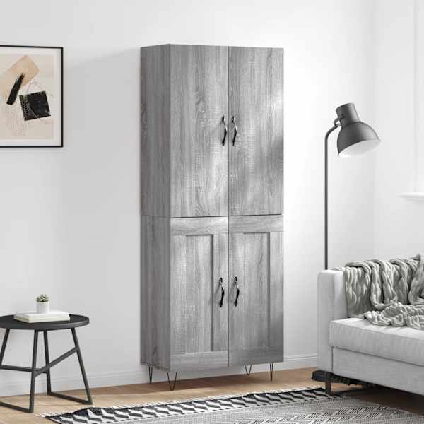 Kõrge kapp, hall Sonoma tamm, 69,5 × 34 × 180 cm, tehispuit