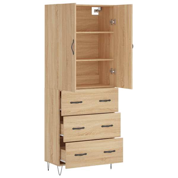 Kõrge kapp, Sonoma tamm, 69,5 × 34 × 180 cm, tehispuit