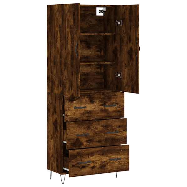Kõrge kapp, suitsutatud tamm, 69,5 × 34 × 180 cm, tehispuit