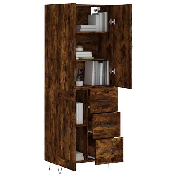 Kõrge kapp, suitsutatud tamm, 69,5 × 34 × 180 cm, tehispuit