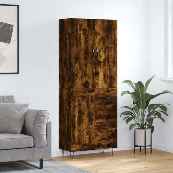 Kõrge kapp, suitsutatud tamm, 69,5 × 34 × 180 cm, tehispuit