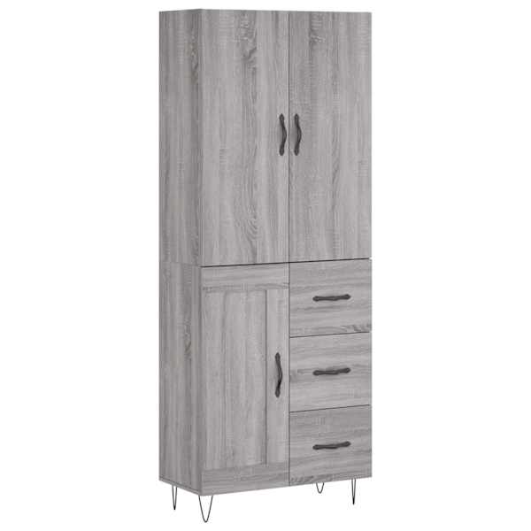 Kõrge kapp, hall Sonoma tamm, 69,5 × 34 × 180 cm, tehispuit