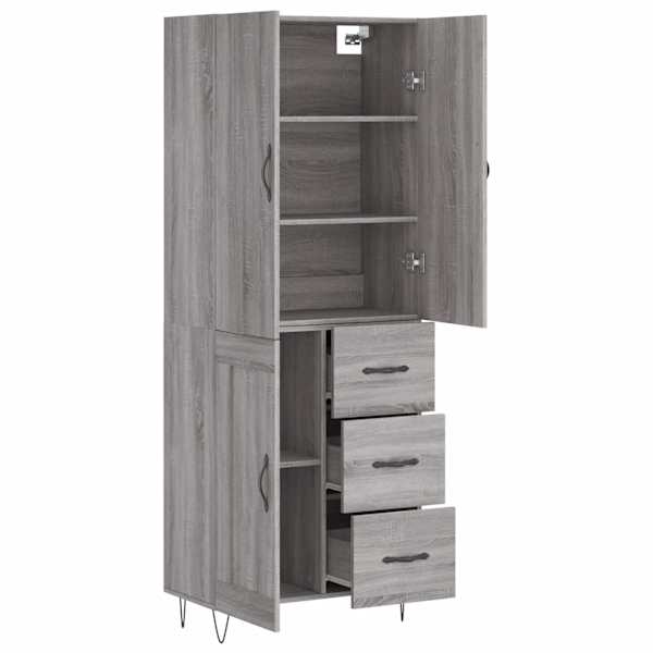 Kõrge kapp, hall Sonoma tamm, 69,5 × 34 × 180 cm, tehispuit