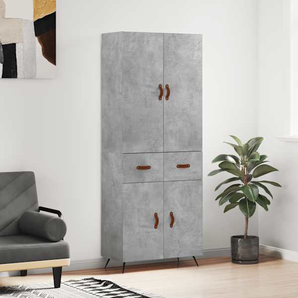 Kõrge kapp, betoonhall, 69,5 × 34 × 180 cm,tehispuit