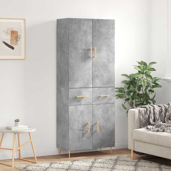 Kõrge kapp, betoonhall, 69,5 × 34 × 180 cm,tehispuit