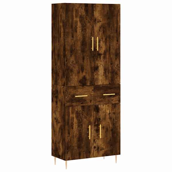 Kõrge kapp, suitsutatud tamm, 69,5 × 34 × 180 cm, tehispuit