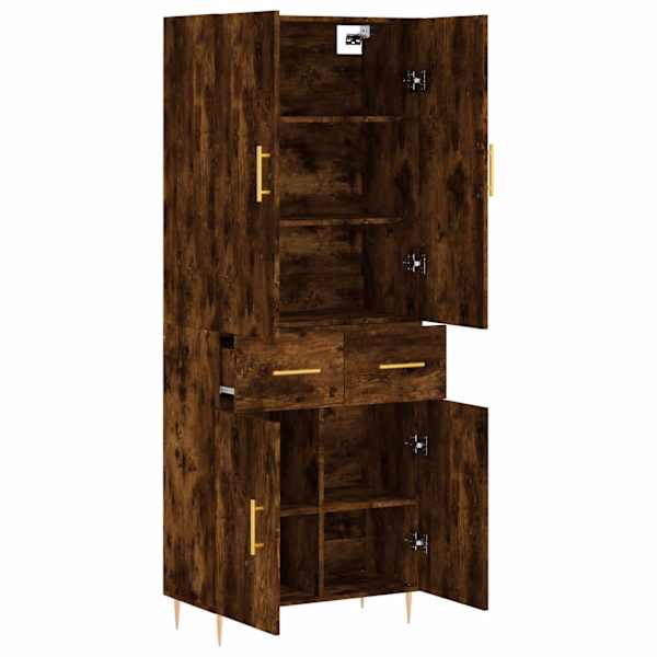 Kõrge kapp, suitsutatud tamm, 69,5 × 34 × 180 cm, tehispuit