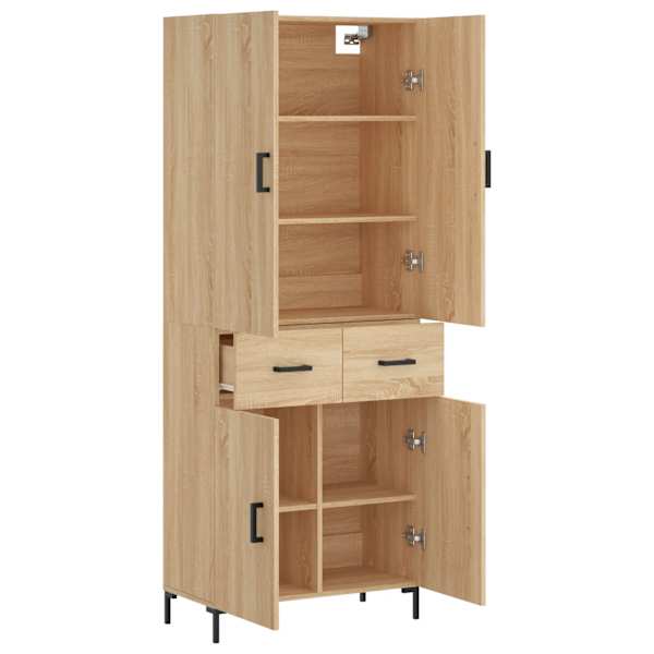 Kõrge kapp, Sonoma tamm, 69,5 × 34 × 180 cm, tehispuit