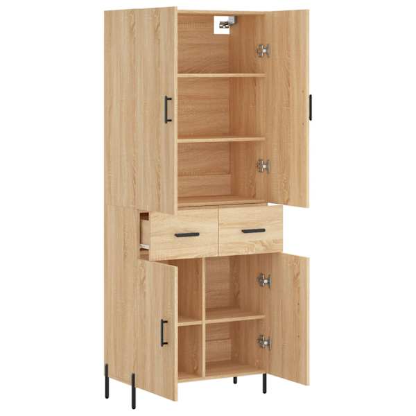 Kõrge kapp, Sonoma tamm, 69,5 × 34 × 180 cm, tehispuit