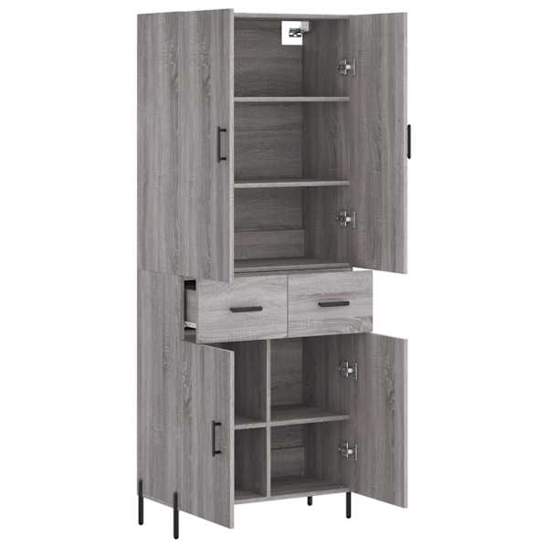 Kõrge kapp, hall Sonoma tamm, 69,5 × 34 × 180 cm, tehispuit