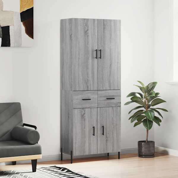 Kõrge kapp, hall Sonoma tamm, 69,5 × 34 × 180 cm, tehispuit