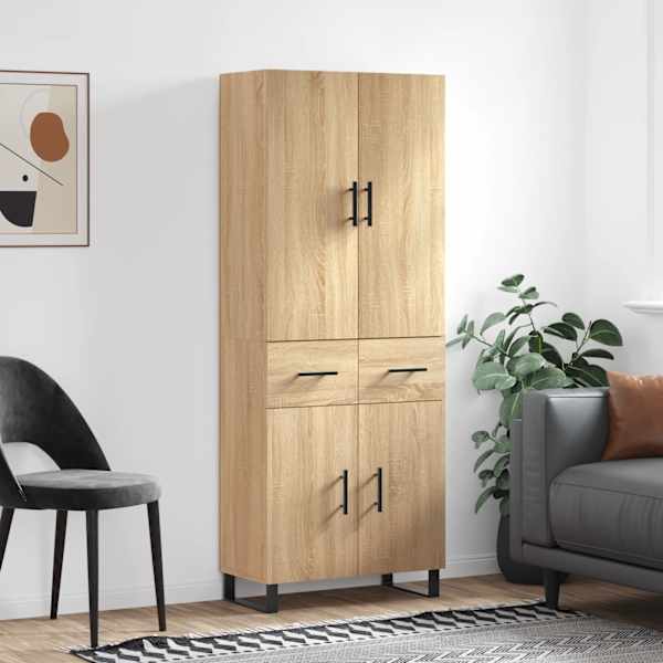 Kõrge kapp, Sonoma tamm, 69,5 × 34 × 180 cm, tehispuit