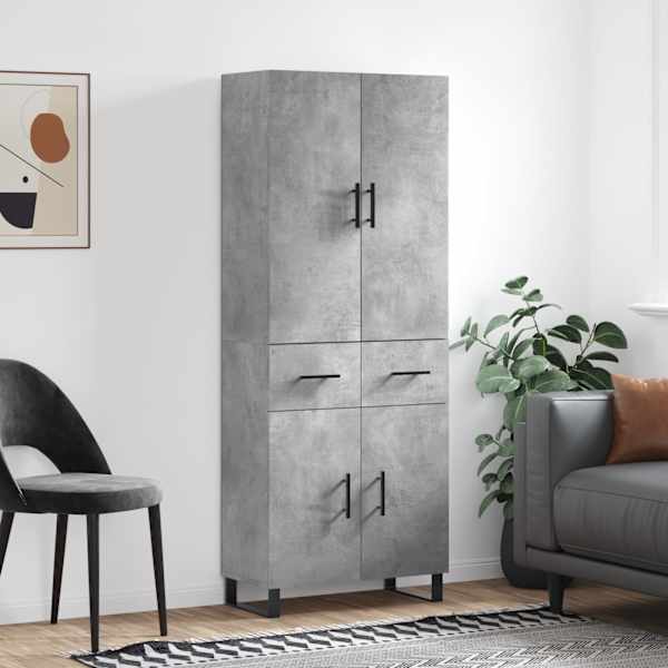 Kõrge kapp, betoonhall, 69,5 × 34 × 180 cm,tehispuit