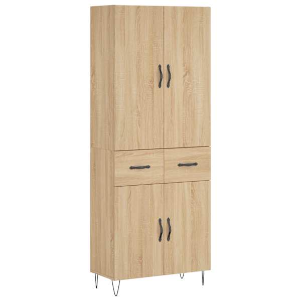 Kõrge kapp, Sonoma tamm, 69,5 × 34 × 180 cm, tehispuit
