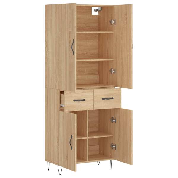 Kõrge kapp, Sonoma tamm, 69,5 × 34 × 180 cm, tehispuit