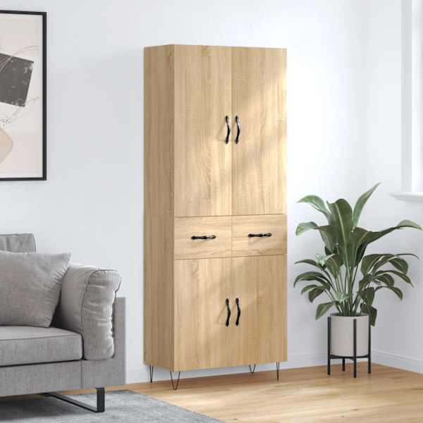 Kõrge kapp, Sonoma tamm, 69,5 × 34 × 180 cm, tehispuit
