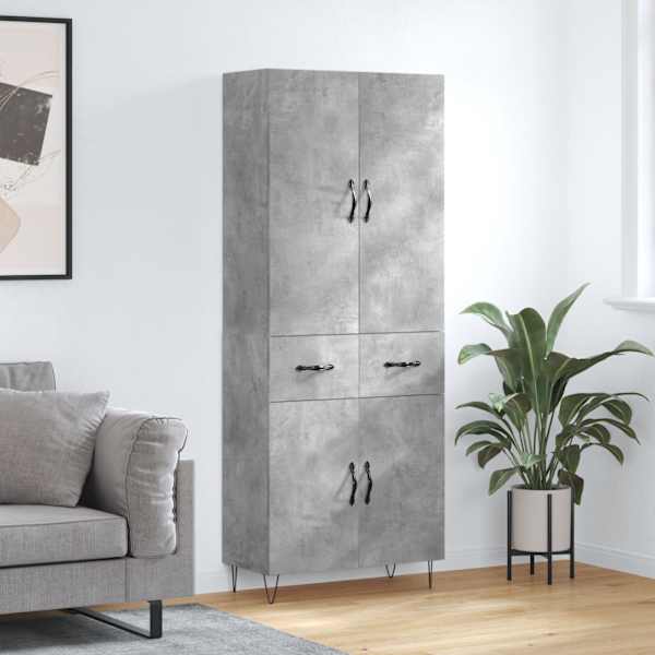 Kõrge kapp, betoonhall, 69,5 × 34 × 180 cm,tehispuit