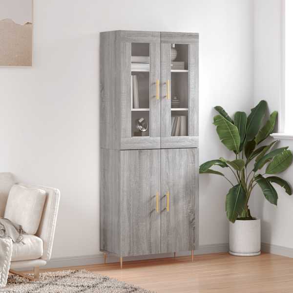 Kõrge kapp, hall Sonoma tamm, 69,5 × 34 × 180 cm, tehispuit