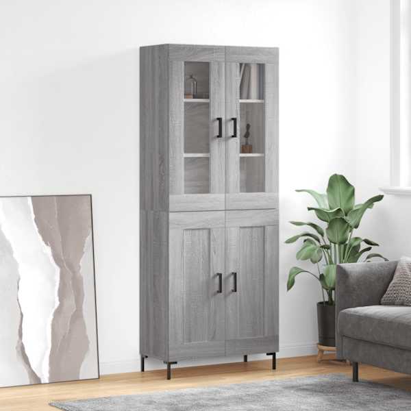 Kõrge kapp, hall Sonoma tamm, 69,5 × 34 × 180 cm, tehispuit